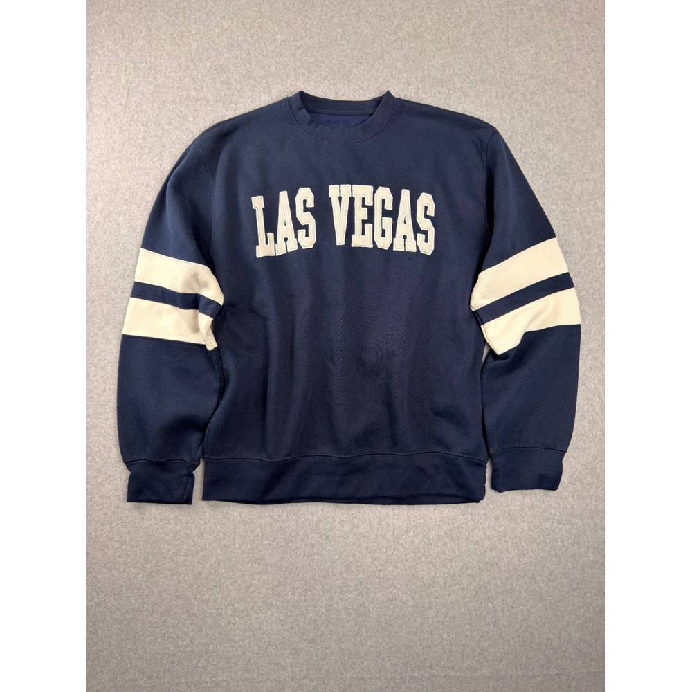 New York Popular Las Vegas Sweatshirt Navy Blue Varsity Stripe Mens Large